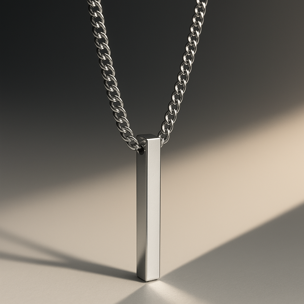 Classic necklace with rectangle pende...