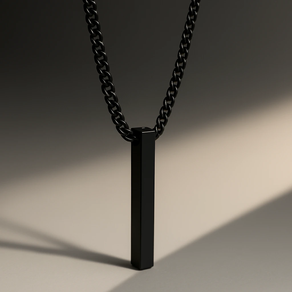 Classic necklace with rectangle pende...